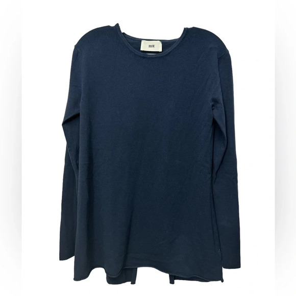 Solotre Sweater Open Back Long Sleeve Blue Size Large Made In Italy - Picture 1 of 5